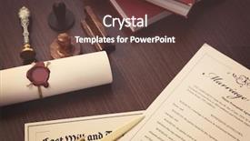  Presentation with old scroll - PPT layouts featuring accredited - tied scroll with old notarial background and a tawny brown colored foreground