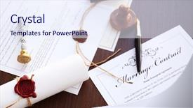  Presentation with wax - Audience pleasing slide deck consisting of accredited - wax seal stamp and documents backdrop and a sky blue colored foreground