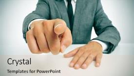  Presentation with finger - Slide set featuring accuation business - man wearing a suit sitting background and a coral colored foreground