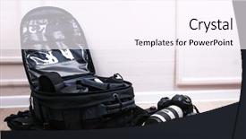  Presentation with equipment lease - Audience pleasing slide deck consisting of accumulation - photographer's equipment on the floor backdrop and a pink colored foreground