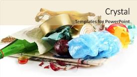  Presentation with medical pill medicine white blue - Beautiful slides featuring accumulation - pile of rubbish isolated backdrop and a yellow colored foreground