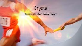  Presentation with athletes - PPT layouts having accuracy - athletes passing relay baton background and a coral colored foreground
