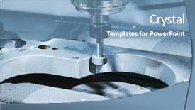  Presentation with cnc machine - Colorful PPT theme enhanced with accuracy - grinding or polishing metal detail backdrop and a teal colored foreground