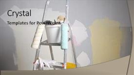  Presentation with set of construction tools tool - Cool new slide deck with accuracy - ladder and set of tools backdrop and a light gray colored foreground