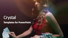  Presentation with gambling - Theme with ace clubs - pretty young woman gambling background and a wine colored foreground