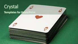  Presentation with deck of card - Theme enhanced with ace hearts - deck of cards on green background and a ocean colored foreground