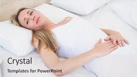  Presentation with stomach - Presentation theme enhanced with aches pains - grimacing woman suffering with stomach background and a  colored foreground