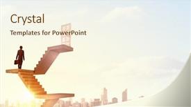  Presentation with dream sky - Amazing presentation theme having achieve dream - businessman walking up staircase backdrop and a cream colored foreground