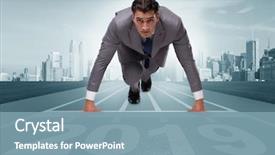  Presentation with achievement - PPT theme having achievement - businessman on finishing line background and a seafoam green colored foreground