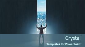  Presentation with walking - Colorful slide deck enhanced with achievement - businessman walking towards his ambition backdrop and a ocean colored foreground