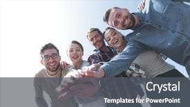  Presentation with college students - Slides featuring achievement - college students teamwork stacking hand background and a dark gray colored foreground