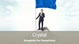  Presentation with achievement mountain - Presentation design with achievement - handsome businessman on the top background and a gray colored foreground