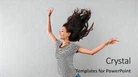  Presentation with hair - Audience pleasing presentation consisting of achievement - happy satisfied asian woman backdrop and a light gray colored foreground