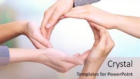  Presentation with achievement - PPT layouts having achievement - human hands making circle background and a coral colored foreground