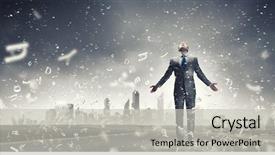  Presentation with joyful - PPT theme featuring achievement - joyful businessman with outstretched arms background and a light gray colored foreground