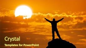  Presentation with achievement mountain - Slides featuring achievement - man on peak of mountain background and a tawny brown colored foreground