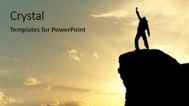  Presentation with achievement mountain - Slide set enhanced with achievement - man on top of mountain background and a coral colored foreground