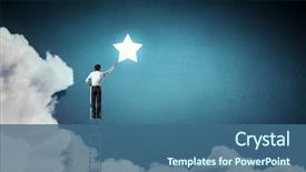  Presentation with star - Beautiful PPT theme featuring achievement - men that get star mixed backdrop and a ocean colored foreground