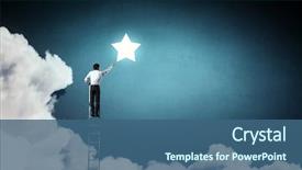  Presentation with star - Slide set enhanced with achievement - men that get star mixed background and a ocean colored foreground
