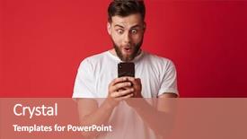  Presentation with achievement - Presentation design consisting of achievement - photo of shocked young man background and a coral colored foreground