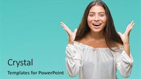  Presentation with arab - Theme having achievement - young beautiful arab woman background and a seafoam green colored foreground