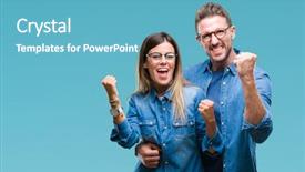  Presentation with young happy couple - Amazing presentation having achievement - young couple in love wearing backdrop and a teal colored foreground