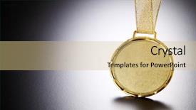  Presentation with certificate - PPT layouts consisting of achievement award certificate - close up of the golden background and a coral colored foreground