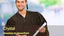  Presentation with certificate - PPT theme consisting of achievement celebration - young graduation man holding certificate background and a tawny brown colored foreground