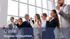  Presentation with team achievement - Slide set consisting of achievement-triumph-and-corporate-concept background and a ocean colored foreground