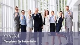  Presentation with team achievement - Beautiful theme featuring achievement-triumph-and-corporate-concept backdrop and a ocean colored foreground