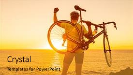  Presentation with cycling - Presentation design with achieving - success achievement and winning concept background and a gold colored foreground