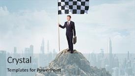  Presentation with successful - Presentation design having achieving business targets - successful businessman on the top background and a light blue colored foreground