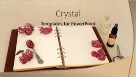  Presentation with hemp oil - PPT theme with achillea-yarrow-herb-flower-preparation background and a  colored foreground