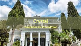  Presentation with island - Slide deck enhanced with achillion palace in corfu island background and a violet colored foreground