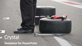  Presentation with tires - PPT theme enhanced with achtion with two replacement slick background and a gray colored foreground