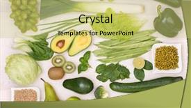  Presentation with acid green - Beautiful theme featuring acid - green fruit and vegetables top backdrop and a yellow colored foreground