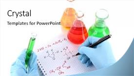  Presentation with writing - Slides consisting of acid alkalis - hand scientist writing formulas isolated background and a white colored foreground