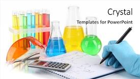  Presentation with formulas and trigonometric - Presentation theme having acid alkalis - hand scientist writing formulas isolated background and a  colored foreground