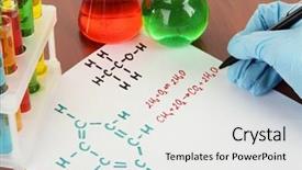  Presentation with formulas and trigonometric - Colorful theme enhanced with acid alkalis - hand scientist writing formulas backdrop and a white colored foreground