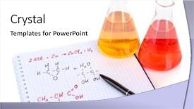  Presentation with test tubes - Presentation featuring acid alkalis - test tubes with colorful liquids background and a white colored foreground