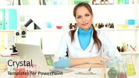 Presentation with worried young female college student - Presentation theme featuring acid alkalis - young female scientist in laboratory background and a lemonade colored foreground