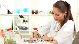  Presentation with laboratory - PPT layouts having acid alkalis - young female scientist in laboratory background and a lemonade colored foreground