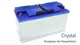  Presentation with accumulator - Colorful slide deck enhanced with acid battery - accumulator under the white background backdrop and a  colored foreground