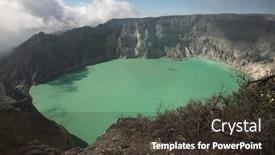  Presentation with acid - Presentation design featuring acid lake in the crater of the active volcano of kawah ijen east java indonesia background and a tawny brown colored foreground