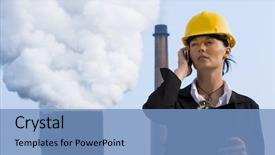  Presentation with pollution - Cool new presentation theme with acid rain - beautiful dark haired woman wearing backdrop and a teal colored foreground