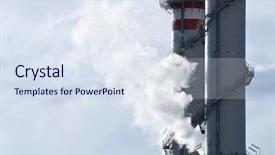  Presentation with electric plant - Presentation enhanced with acid rain - smokestacks of a power plant background and a sky blue colored foreground