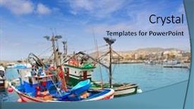  Presentation with port - Theme having acient - arguineguin puerto port in mogan background and a light blue colored foreground