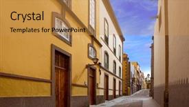  Presentation with colonial - Audience pleasing slides consisting of acient - las palmas de gran canaria backdrop and a  colored foreground