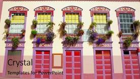  Presentation with colonial - Theme enhanced with acient - santa cruz de la palma background and a coral colored foreground