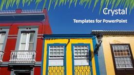  Presentation with colonial - Slide deck with acient - santa cruz de la palma background and a ocean colored foreground